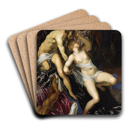 Tarquin and Lucretia by Jacopo Tintoretto Art Drink Coaster set