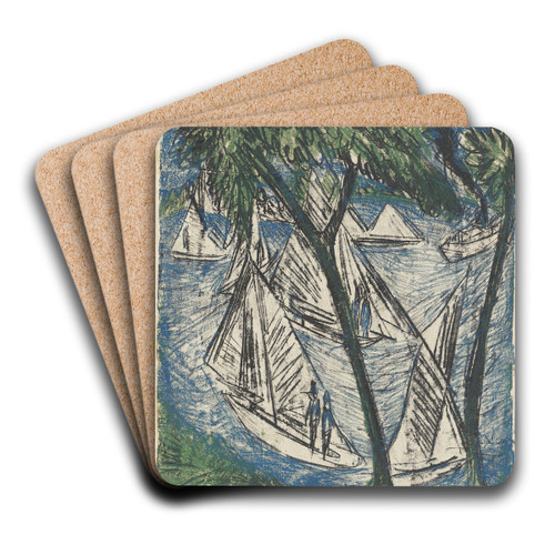 Segelboote bei Grnau by Ernst Ludwig Kirchner Art Drink Coaster set
