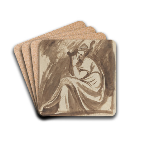 Lady Hamilton Playing a Lyre by George Romney Drink Coasters - set of 4
