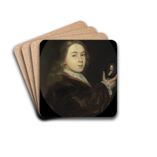 Johannes Bakhuysen (1683-1731). With a Miniature Portrait of his Father Ludolf by Ludolf Bakhuysen Drink Coasters - set of 4