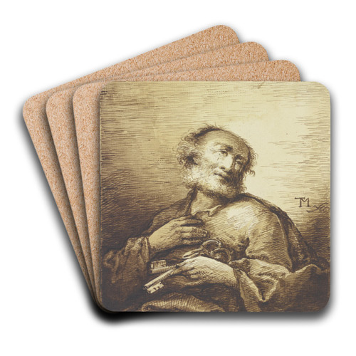 Peter the Apostle by Johann Georg Trautmann Art Drink Coaster set