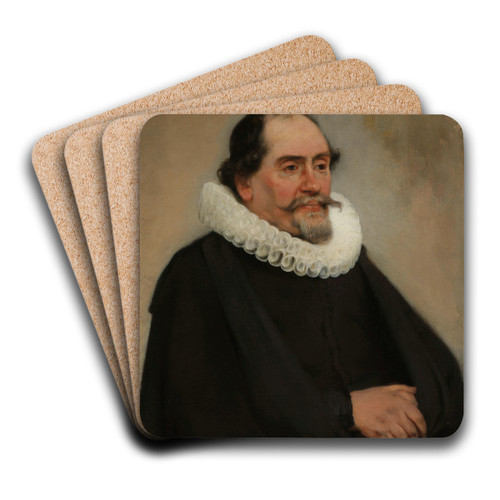 Portrait of Abraham de Potter, Amsterdam Silk Merchant by Carel Fabritius Art Drink Coaster set