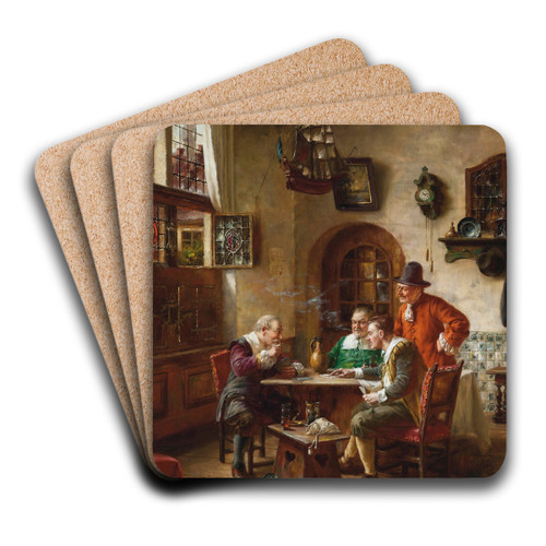 The card players by Fritz Wagner Art Drink Coaster set The card players by Fritz Wagner Art Drink Coaster set