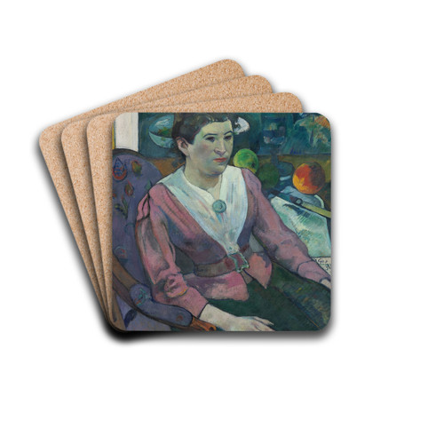 Woman in front of a Still Life by Czanne by Paul Gauguin Drink Coasters - set of 4