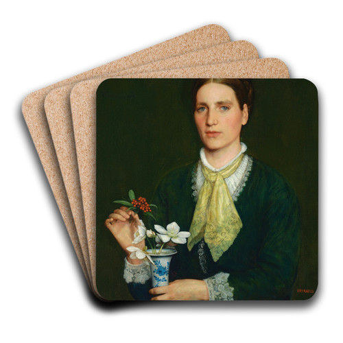 Portrait of Elizabeth Webb by Edward Robert Hughes Art Drink Coaster set