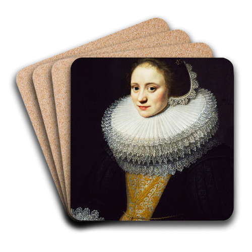 Portrait of a Lady by Michiel Jansz. Van Mierevelt Art Drink Coaster set