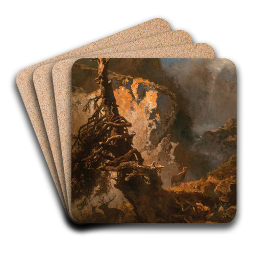 Chamois High in the Mountains by Anton Schrdl Art Drink Coaster set
