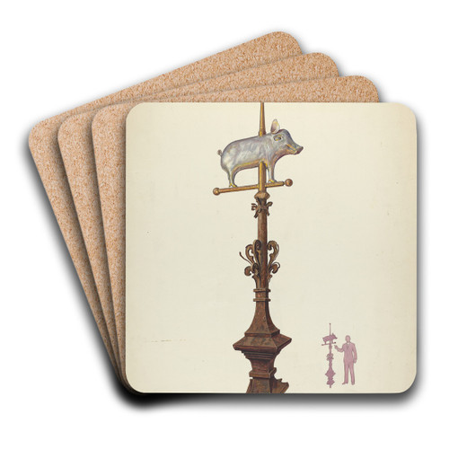 Weather Vane Finial by Adolph Opstad Art Drink Coaster set