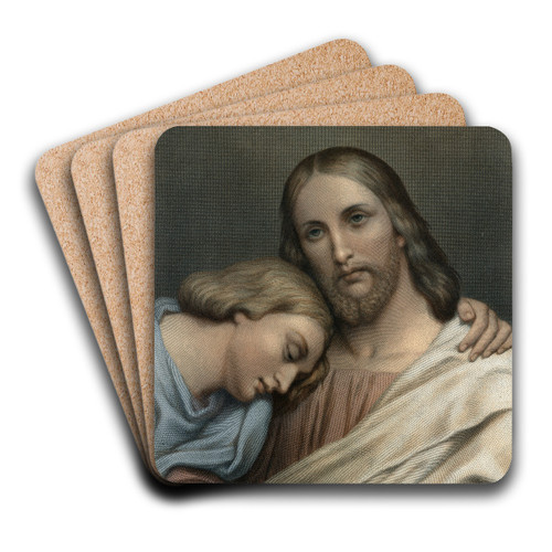 Christ and St. John by Ary Scheffer Art Drink Coaster set