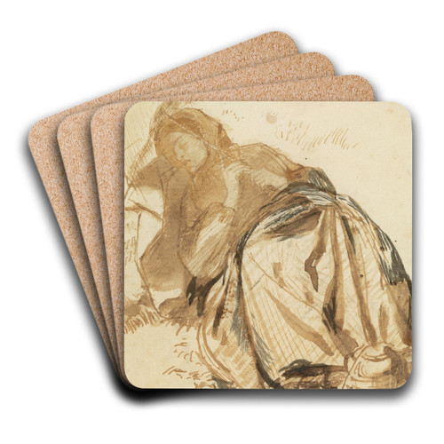 Portrait of Elizabeth Siddal Resting, Holding a Parasol by Dante Gabriel Rossetti Art Drink Coaster set