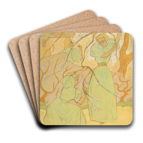 Trois Femmes sous les arbres en fleurs by Paul Ranson Art Drink Coaster set