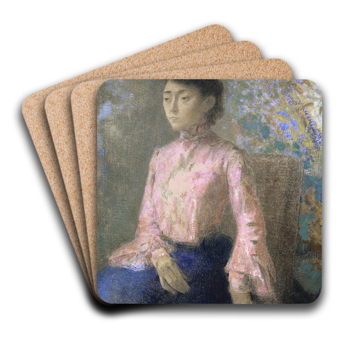 Portrait of Miss Jeanne Chane by Odilon Redon Art Drink Coaster set