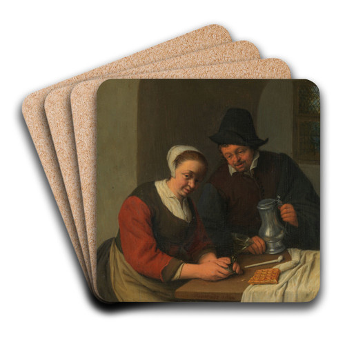 A Confidential Chat by Adriaen van Ostade Art Drink Coaster set