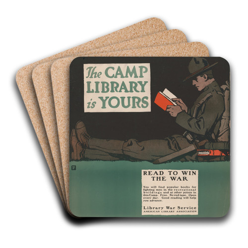 The camp library is yours by Charles Buckles Falls Art Drink Coaster set