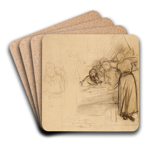 Etude d'ensemble pour la 'Maladie' (Ecole de pharmacie) by Albert Besnard Art Drink Coaster set