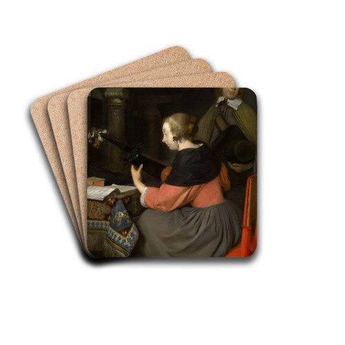 The Lute Player by Gerard ter Borch Drink Coasters - set of 4