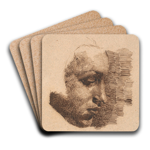 Profilportrt by Johan Thomas Lundbye Art Drink Coaster set