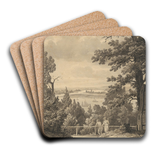 View from Altona overlooking the Elbe by Christoffer Wilhelm Eckersberg Art Drink Coaster set View from Altona overlooking the Elbe by Christoffer Wilhelm Eckersberg Art Drink Coaster set