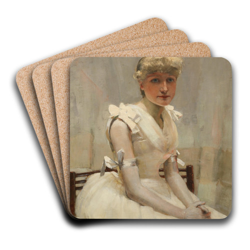 Portrait of a young lady by Sir John Lavery Art Drink Coaster set