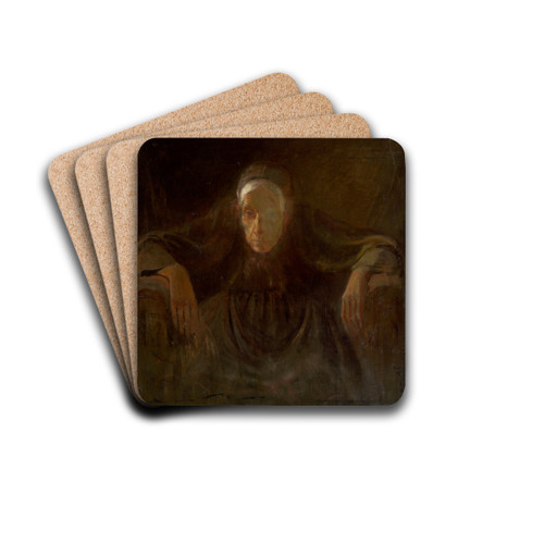 Study of an Old Woman by Ladislav Mednynszky Drink Coasters - set of 4