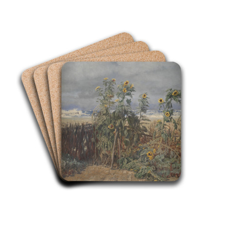 Sunflowers on a Beach by Thorvald Niss Drink Coasters - set of 4