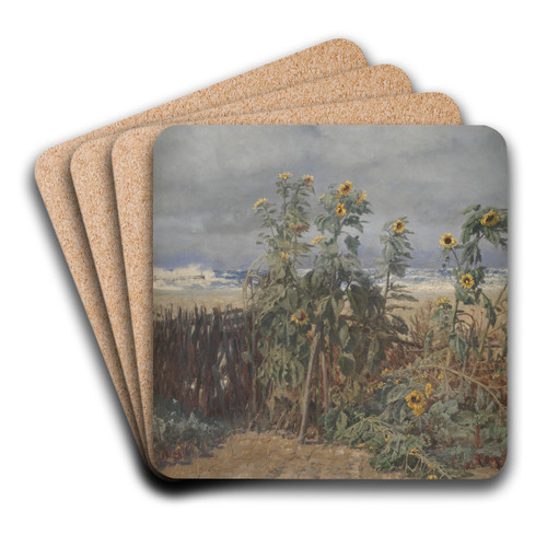 Sunflowers on a Beach by Thorvald Niss Art Drink Coaster set