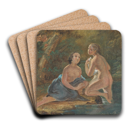 A Beautiful View By A Brook In A Forest by Josef Msl Art Drink Coaster set A Beautiful View By A Brook In A Forest by Josef Msl Art Drink Coaster set