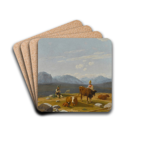 On the Alpine Pasture by Wilhelm von Kobell Drink Coasters - set of 4