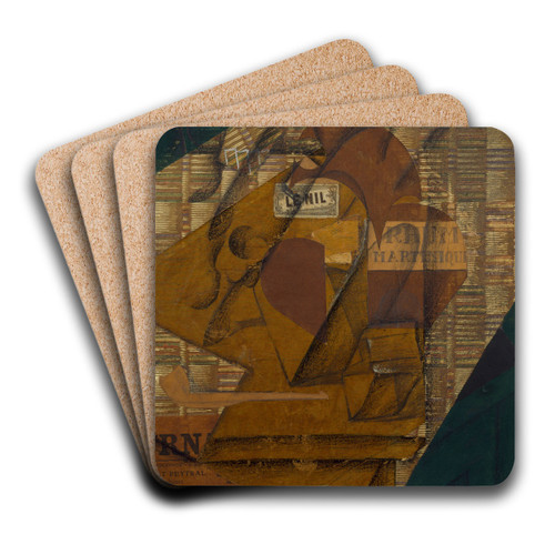 Bottle of Rum and Newspaper by Juan Gris Art Drink Coaster set