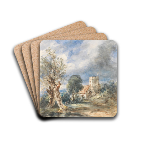 Stoke Poges Church by John Constable Drink Coasters - set of 4