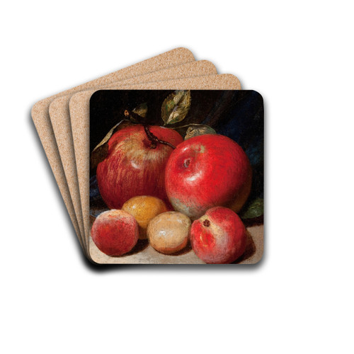 Still Life with Apples and Plums by Peter Baumgras Drink Coasters - set of 4