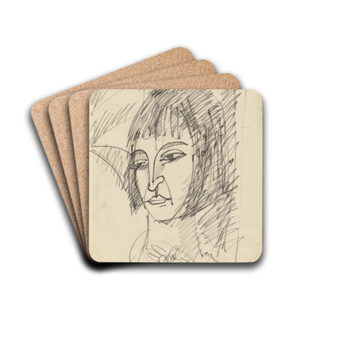 Portrait of Erna by Ernst Ludwig Kirchner Drink Coasters - set of 4