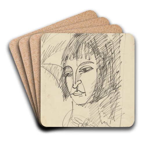 Portrait of Erna by Ernst Ludwig Kirchner Art Drink Coaster set