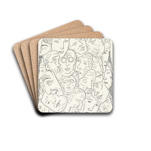 Blad met hoofden by Leo Gestel Drink Coasters - set of 4