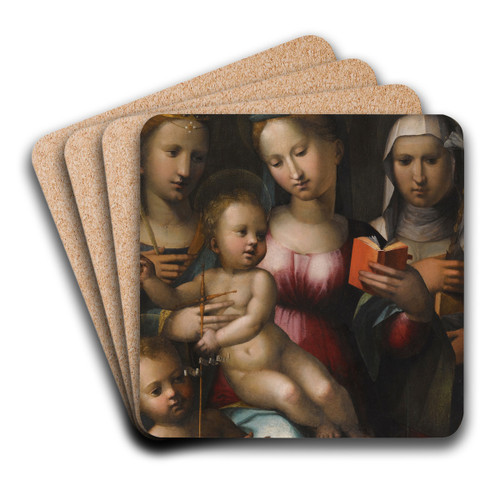 The Madonna And Child With Saints Anne, Catherine And The Infant John The Baptist by Giorgio di Giovanni Art Drink Coaster set