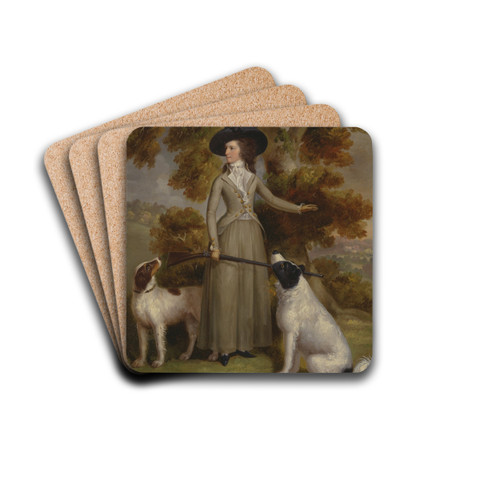 The Countess of Effingham with Gun and Shooting Dogs by George Haugh Drink Coasters - set of 4