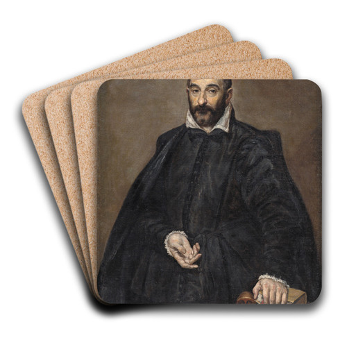 Portrait of a Man by El Greco (Domenikos Theotokopoulos) Art Drink Coaster set