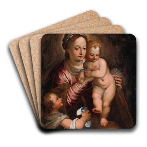 The Madonna and Child with the Infant Saint John the Baptist by Venetian School Art Drink Coaster set