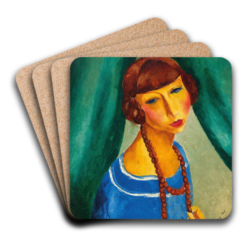 Portrait de Marguerite Gros, sur de Mme Rene Kisling by Mose Kisling Art Drink Coaster set