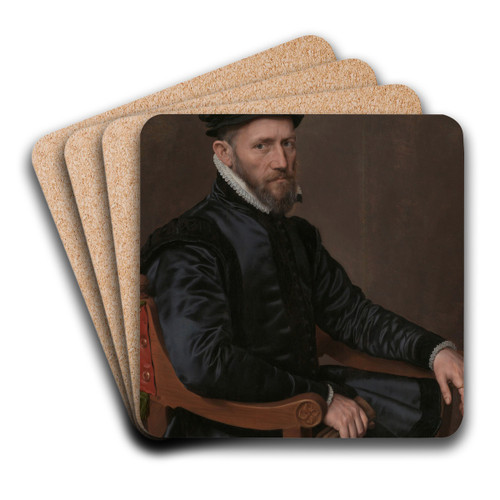 Portrait of Sir Thomas Gresham by Antonis Mor Art Drink Coaster set Portrait of Sir Thomas Gresham by Antonis Mor Art Drink Coaster set