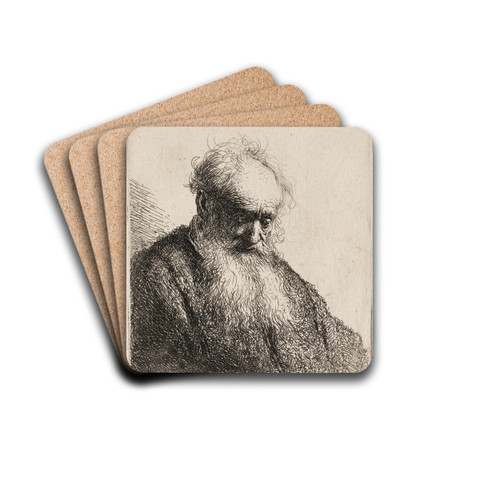 Old Man with a flowing Beard by Rembrandt van Rijn Drink Coasters - set of 4