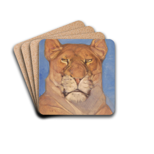 Kop van een leeuwin by Bernard Willem Wierink Drink Coasters - set of 4 Kop van een leeuwin by Bernard Willem Wierink Drink Coasters - set of 4