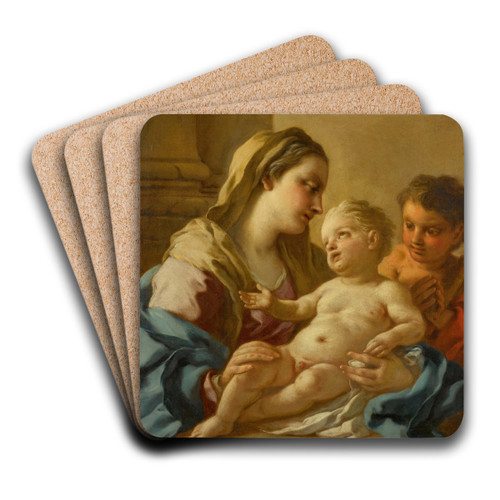 The Virginand Child with the Infant Saint John the Baptist by Francesco de Mura Art Drink Coaster set