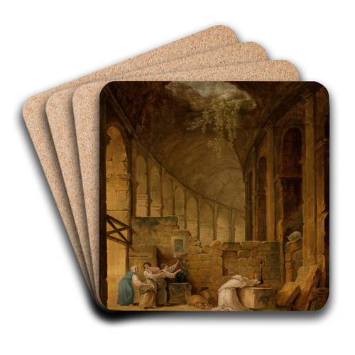 Interior of the Colosseum in Rome by Aleksandra Potocka Art Drink Coaster set