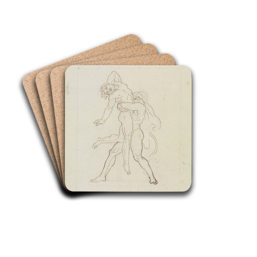Herakles und Antaios by Moritz von Schwind Drink Coasters - set of 4