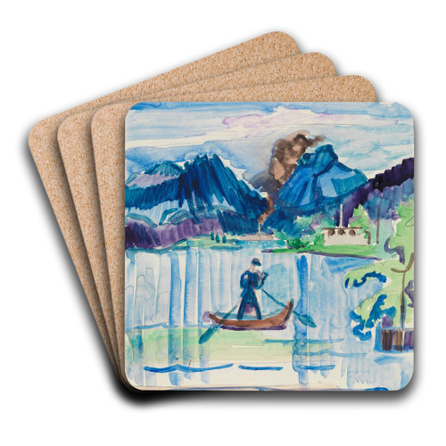 Bergsee mit Ruderer by Ernst Ludwig Kirchner Art Drink Coaster set