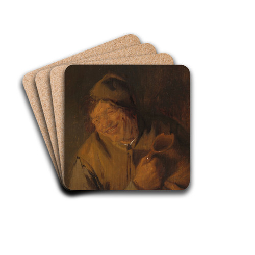The Merry Peasant by Adriaen van Ostade Drink Coasters - set of 4