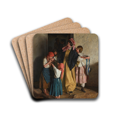 Godmother's Farewell (After Confirmation) by Ferdinand Georg Waldmller Drink Coasters - set of 4