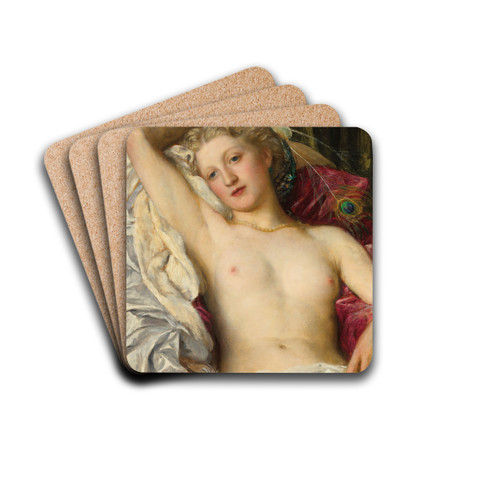A Study with the Peacock's Feathers by George Frederic Watts Drink Coasters - set of 4