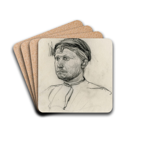 Hoofd van een man, portret by Isaac Israls Drink Coasters - set of 4